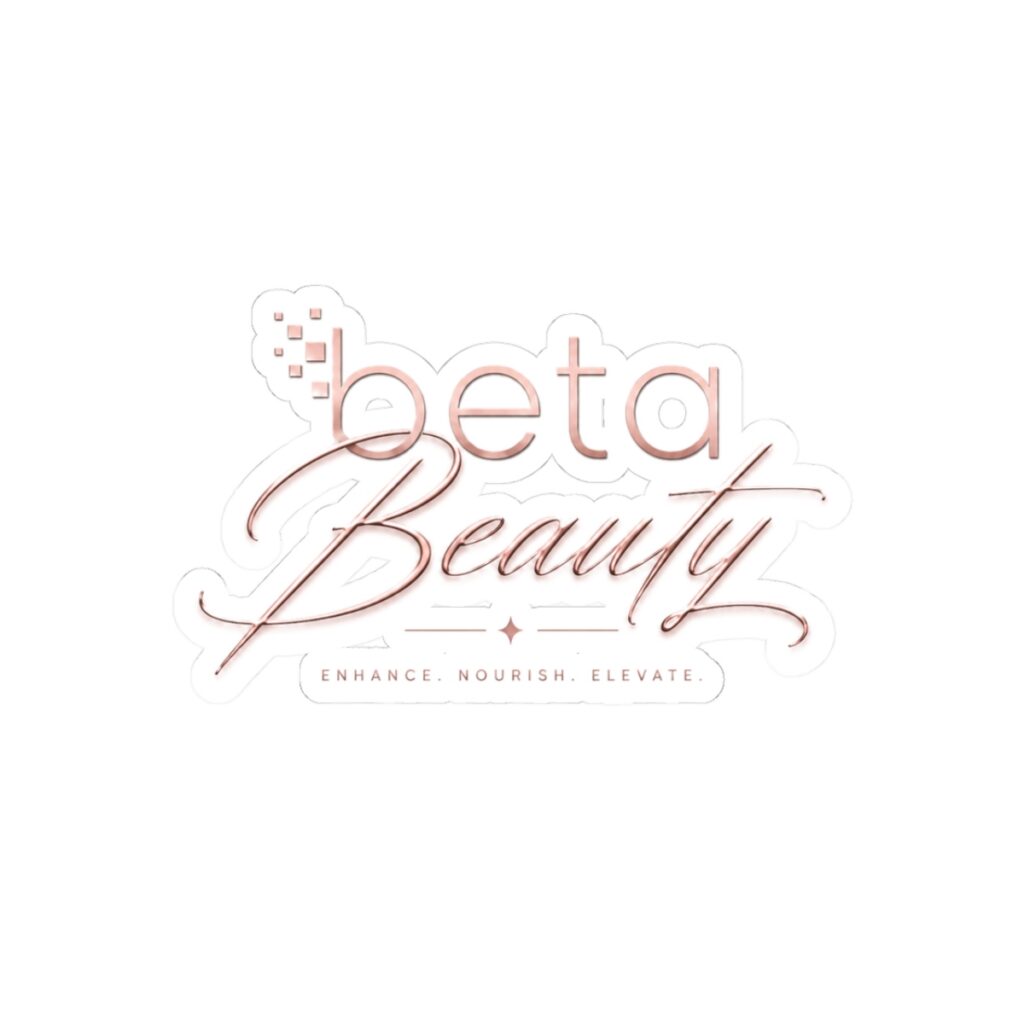 Beta BEAUTY Sticker — Minimalist Black Text Kiss-Cut Laptop Sticker