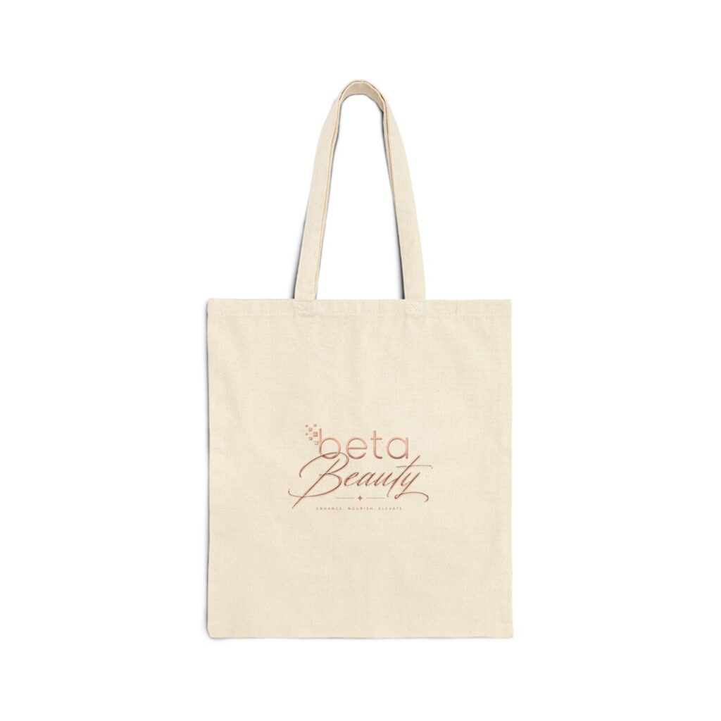 Beta BEAUTY Canvas Tote Bag — Minimalist Natural Cotton Tote for Shopping & Everyday